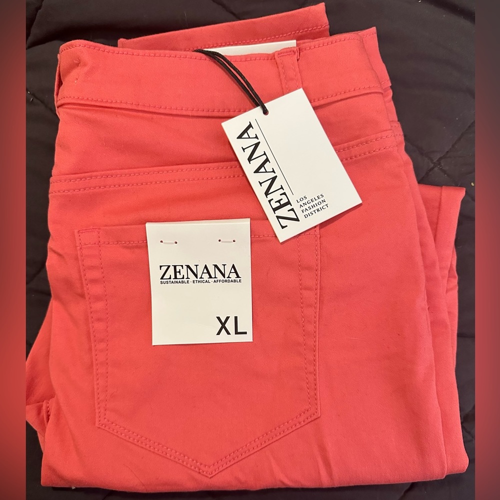 Zenana, high-rise skinny jean, size XL NWT, coral